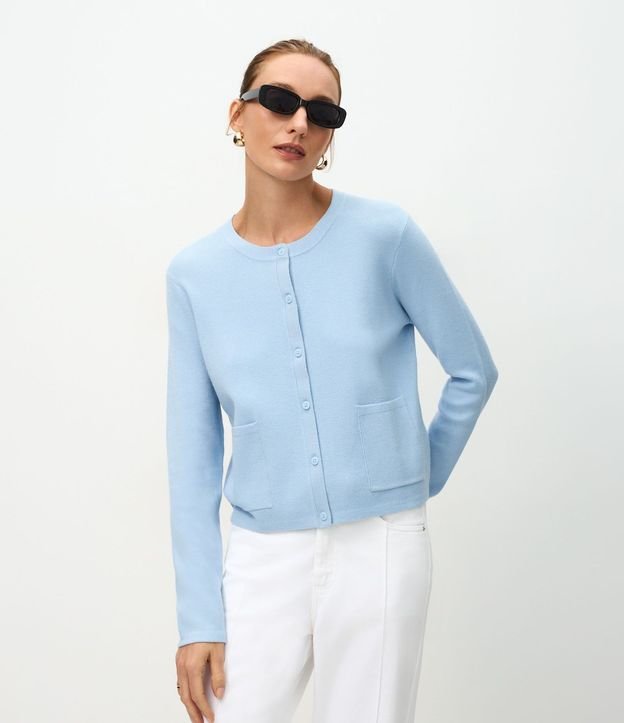 Cardigan en Punto con Bolsillos Delanteros