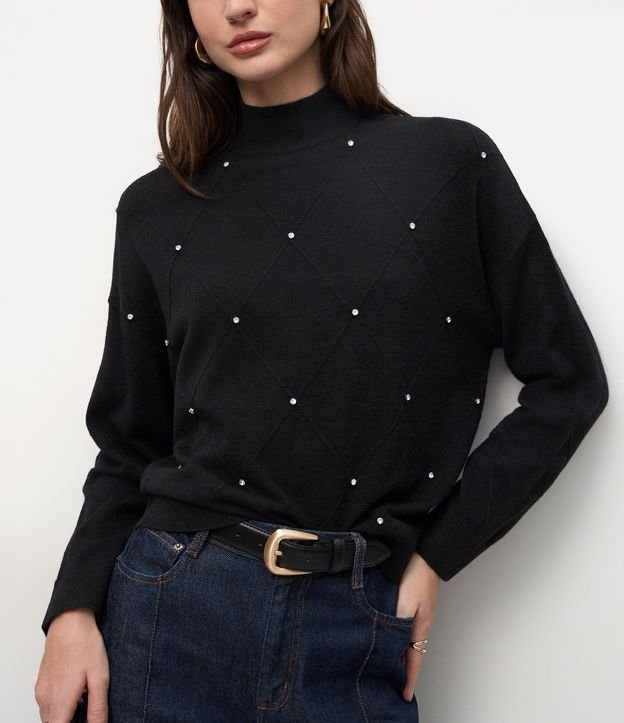 Suéter en Punto con Cuello Mediano y Aplicación de Lunares 4
