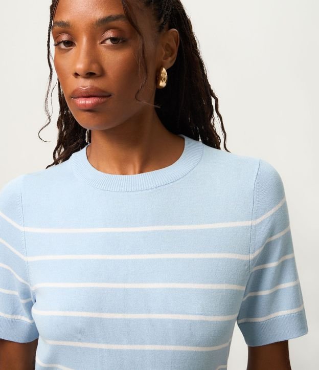 Blusa Manga corta en Punto con Estampa Rayada