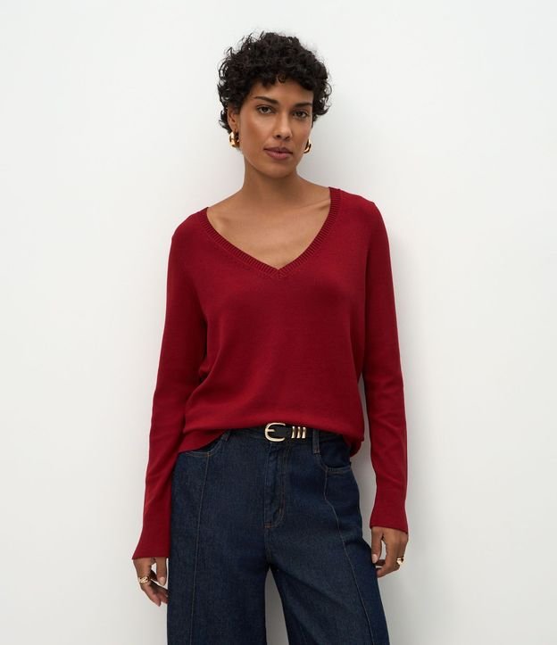 Blusa Básica en Punto Leve con Escote V