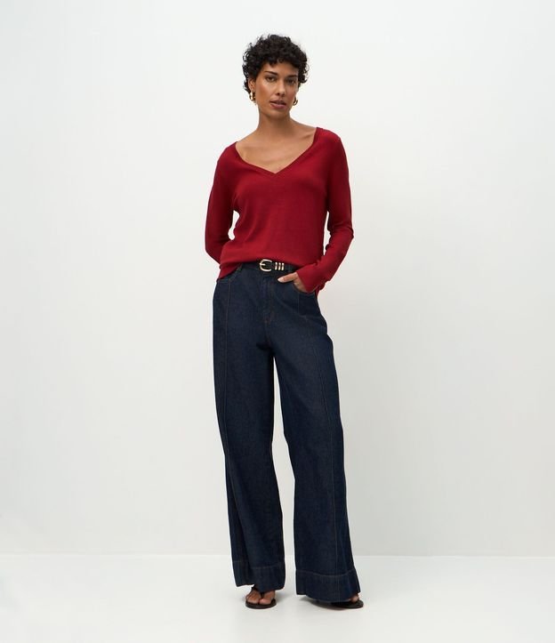 Blusa Básica en Punto Leve con Escote V 2