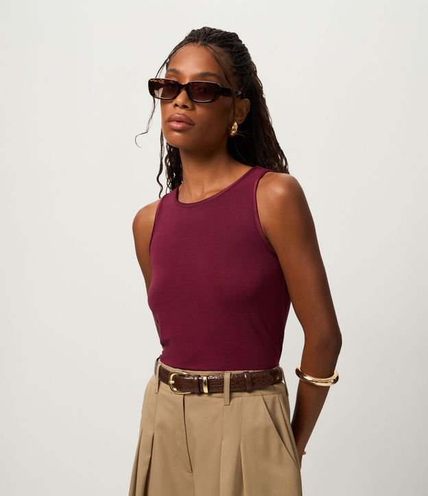 Blusa Básica en Viscosa con Cuello Redondo