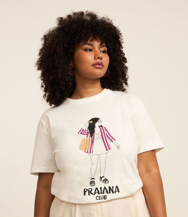 Remera Alargada en Algodón con Estampa Playera y Detalle Bordado Curve & Plus Size 2