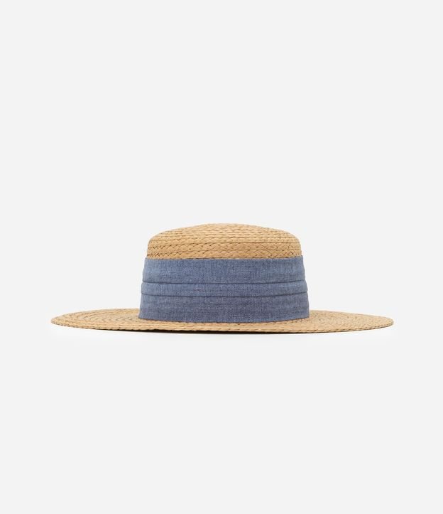 Sombrero de Paja Cabeza Recta con Cinta de Algodón 3