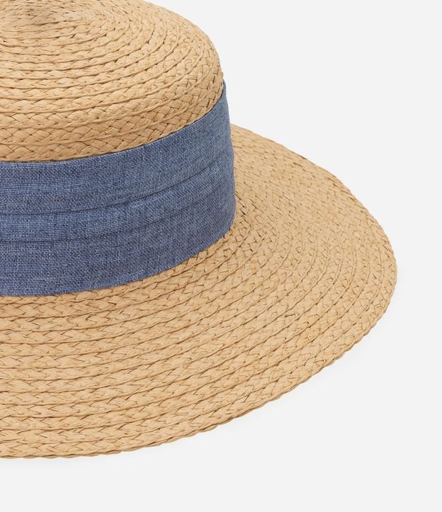 Sombrero de Paja Cabeza Recta con Cinta de Algodón 4