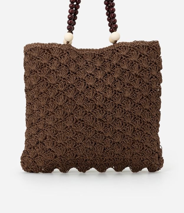 Bolsa de Playa en Paja con Lunares de Madera en las Asas 4