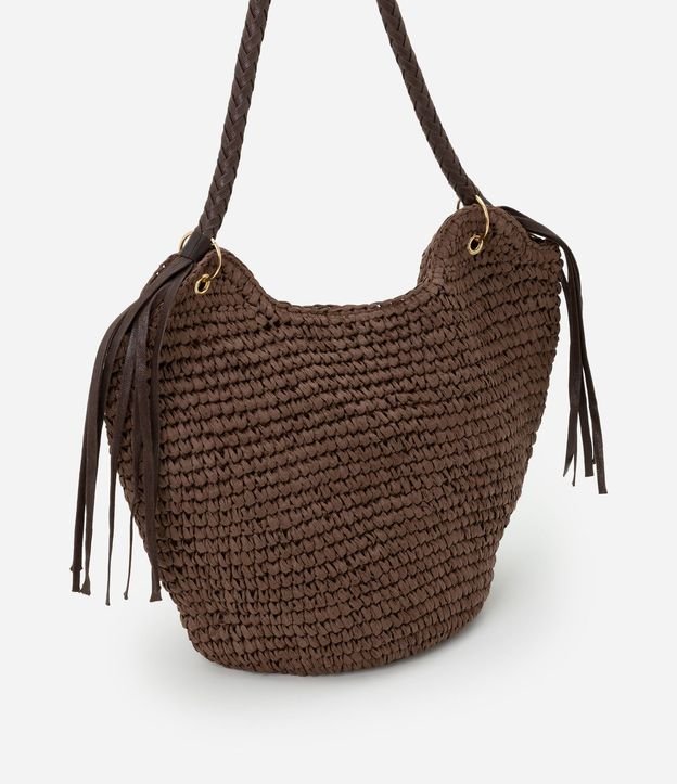 Bolsa de Playa con Asa Trenzada y Franjas de PU