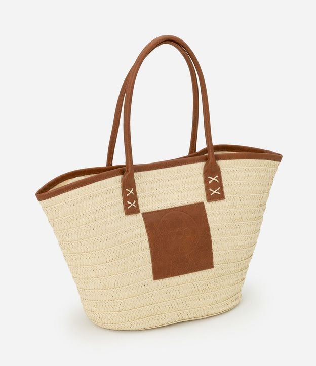 Bolsa de Playa en Paja con Asa y Detalles en PU 2