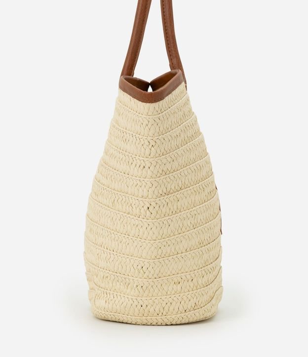 Bolsa de Playa en Paja con Asa y Detalles en PU 3