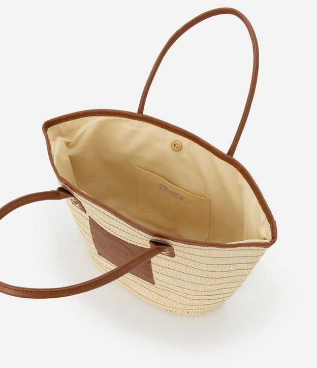 Bolsa de Playa en Paja con Asa y Detalles en PU 5