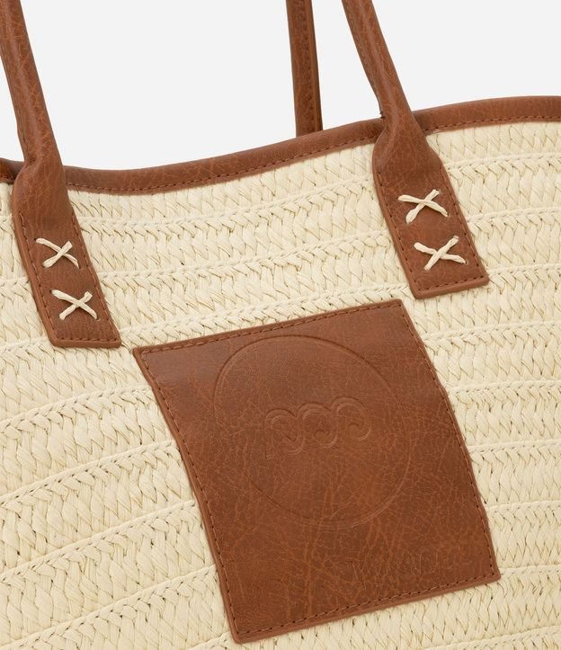 Bolsa de Playa en Paja con Asa y Detalles en PU 6