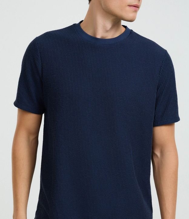 Remera en Algodón Acanalada con Cuello Redondo 3