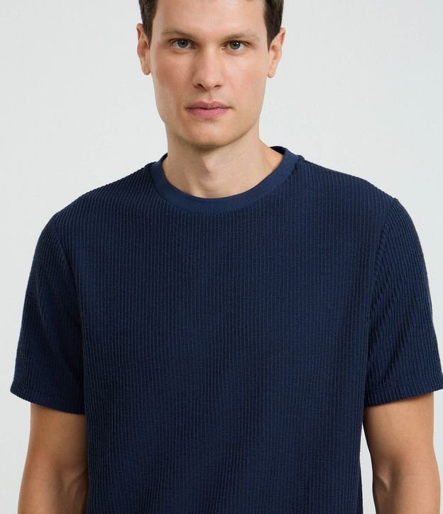 Remera en Algodón Acanalada con Cuello Redondo 4
