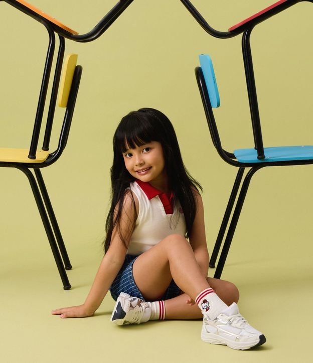 Musculosa Infantil en Rib con Cuello Polo Hello Kitty  - Talle 1 a 14 años 2