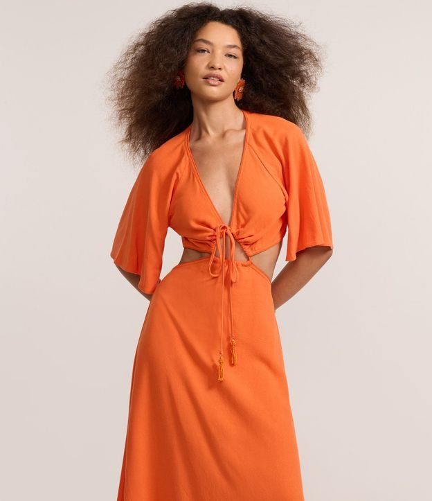 Vestido New Midi en Viscolino con Recortes y Lazo 2