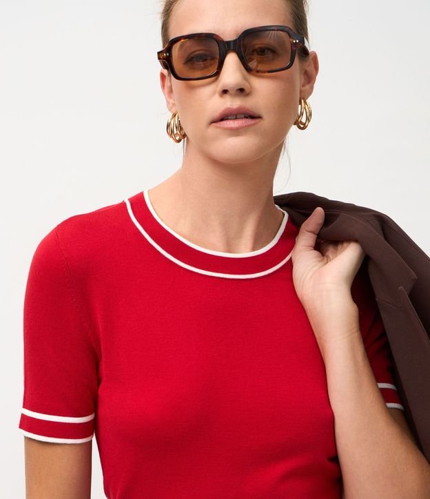 Blusa Regular en Punto con Biés Contrastantes 3