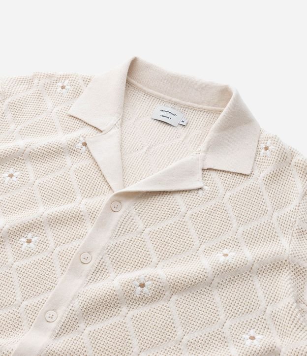 Camisa Comfort en Algodón con Efecto Punto y Bordado en Flores 6