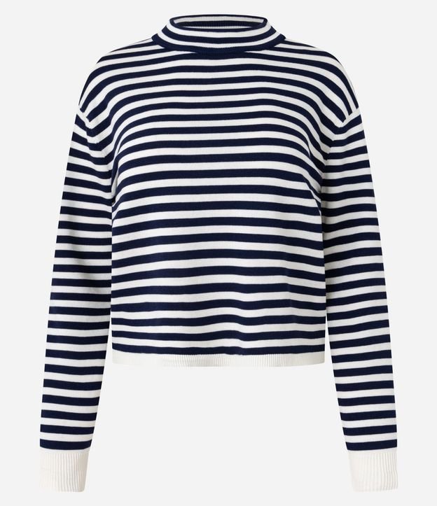 Blusa Rayada en Punto con Cuello Redondo 5