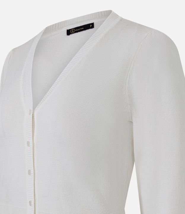 Cardigan en Punto con Cuello V y Botones Perlados 2