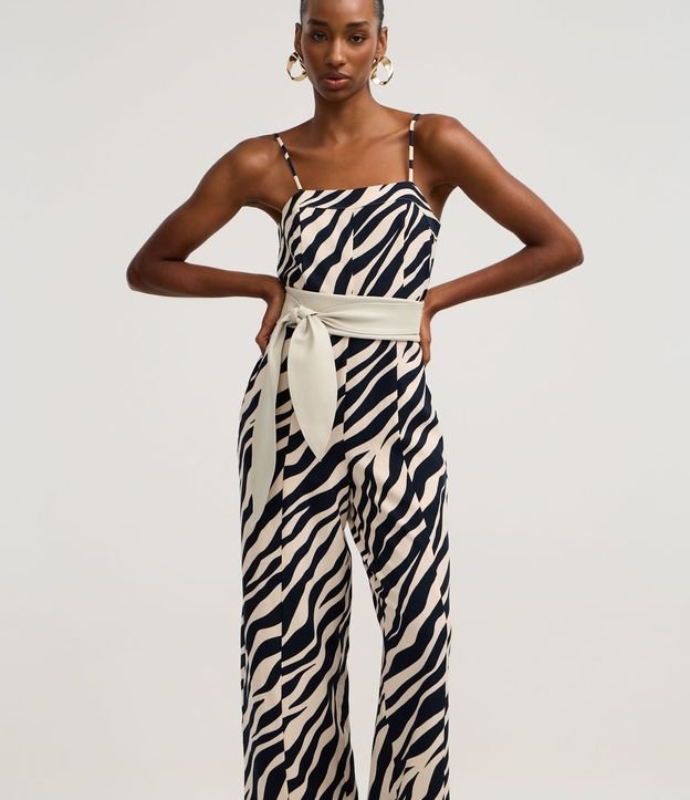 Mono Wide Leg Sastre en Crepé con Estampa de Zebra 4