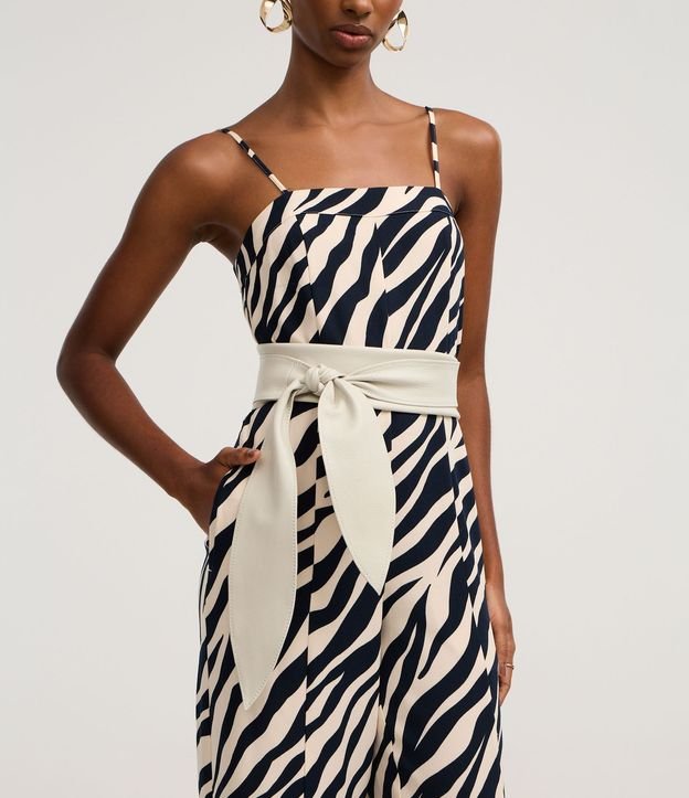 Mono Wide Leg Sastre en Crepé con Estampa de Zebra 5