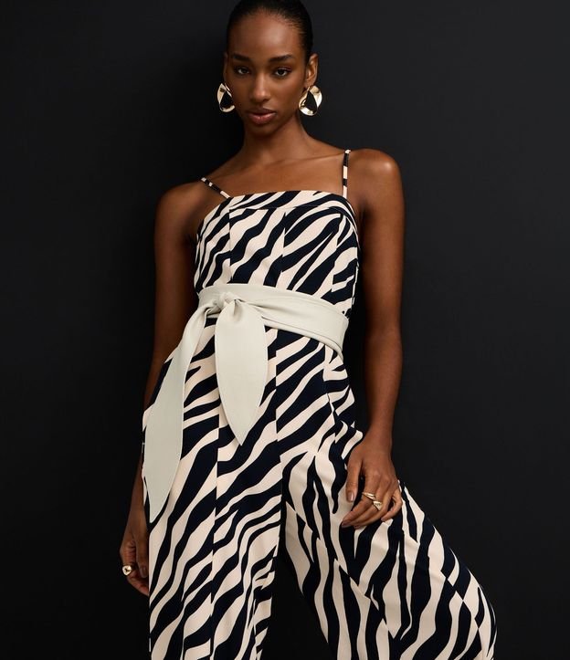 Mono Wide Leg Sastre en Crepé con Estampa de Zebra 6