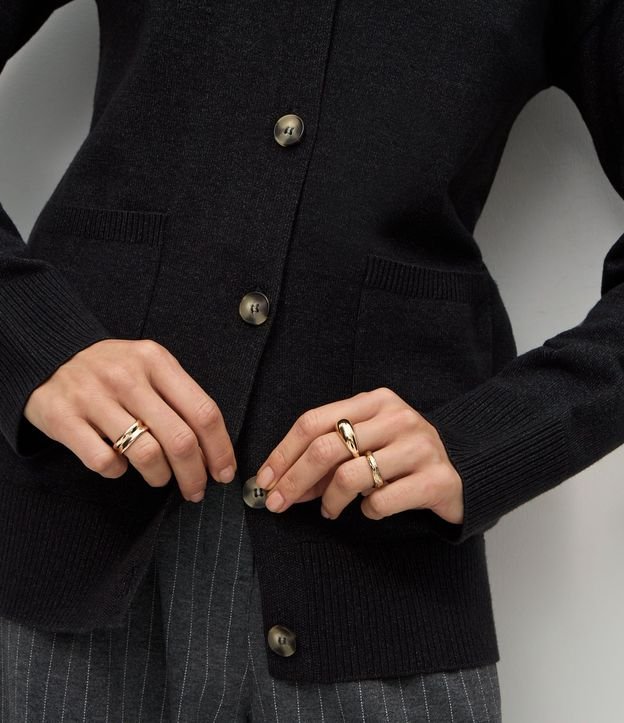 Cardigan en Tricot con Escote en V y Bolsillos Frontales 3