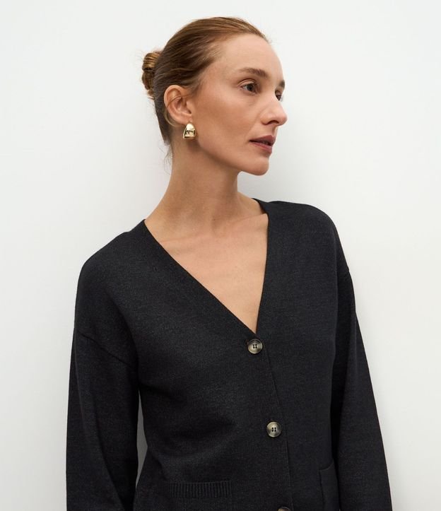 Cardigan en Tricot con Escote en V y Bolsillos Frontales 4