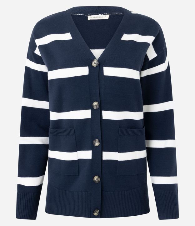 Cardigan en Tricot con Estampa Rayada 5