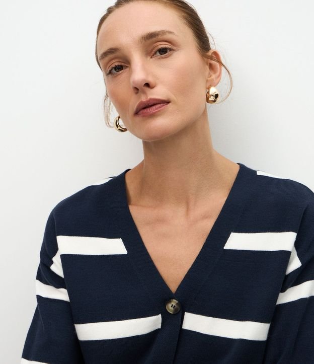 Cardigan en Tricot con Estampa Rayada 4