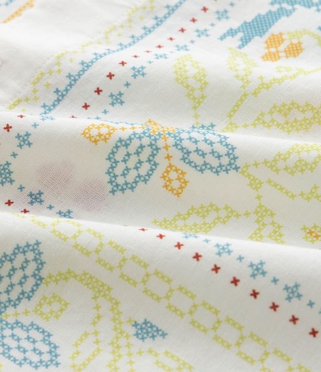 Camisa Comfort en Lino con Estampado Floral Bordada 10