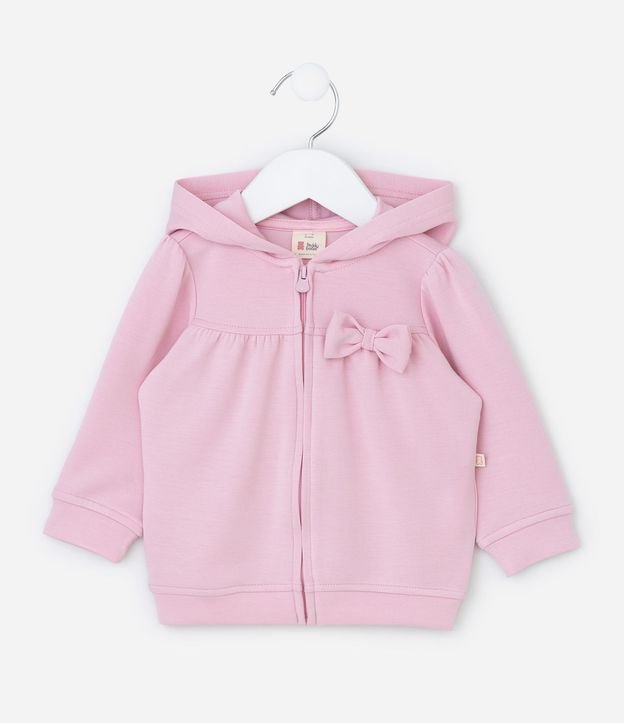 Campera Infantil en Modal con Capucha y Lazo - Talle 0 a 18 Meses 2