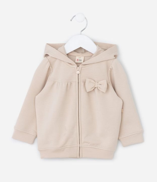 Campera Infantil en Modal con Capucha y Lazo - Talle 0 a 18 Meses 2