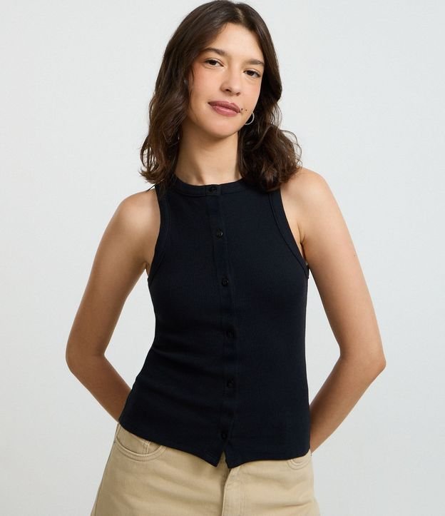 Musculosa en Rib con Botones Delanteros 2
