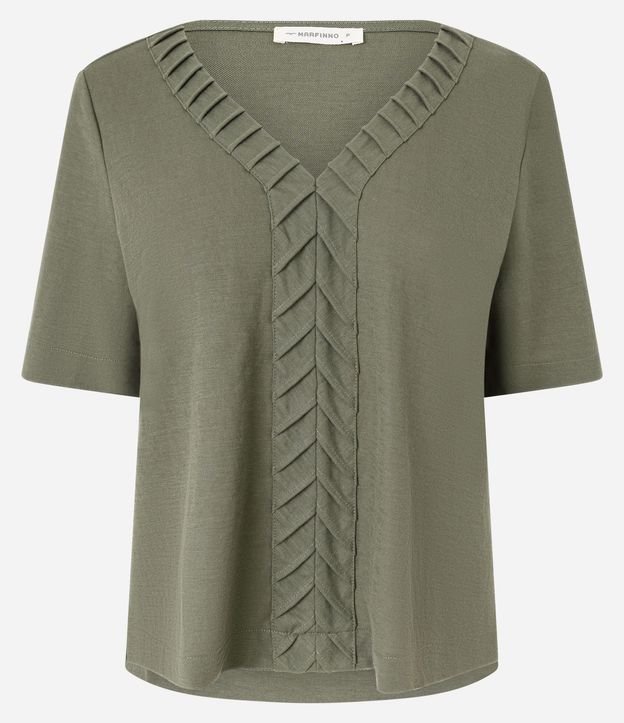 Blusa Slim en Piquet con Escote V y Detalle Texturizado 5