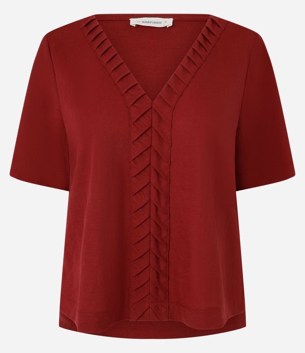 Blusa Slim en Piquet con Escote V y Detalle Texturizado 5