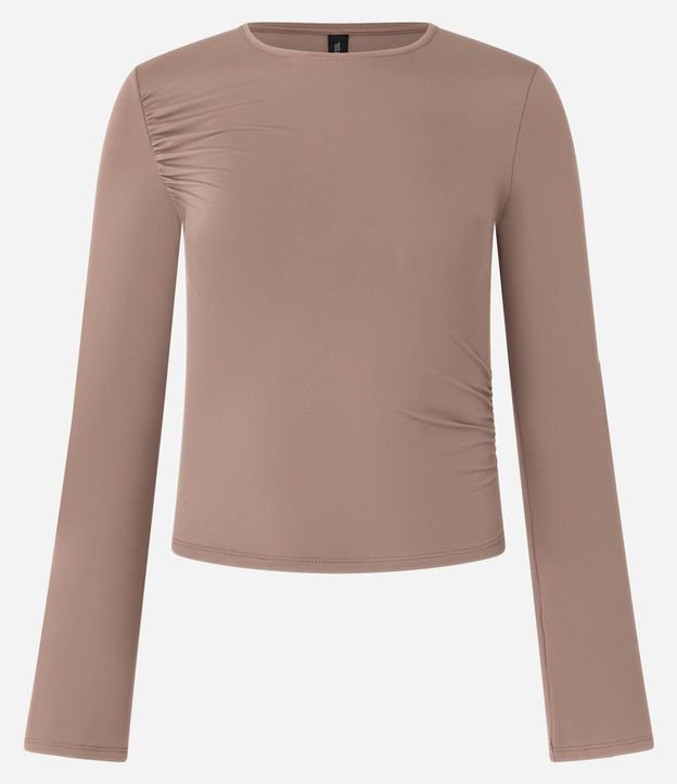 Blusa en Poliamida con Fruncido en el Hombro y Mangas Godê