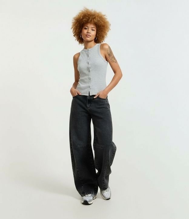 Musculosa en Rib con Botones Delanteros