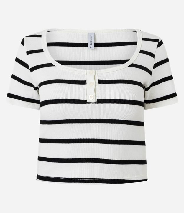 Blusa en Rib con Escote Cuadrado y Estampa de Rayas 9