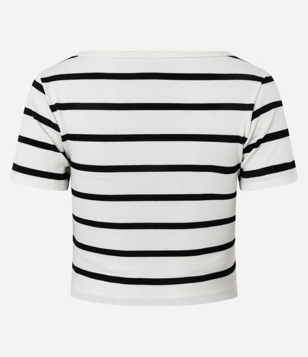 Blusa en Rib con Escote Cuadrado y Estampa de Rayas 11
