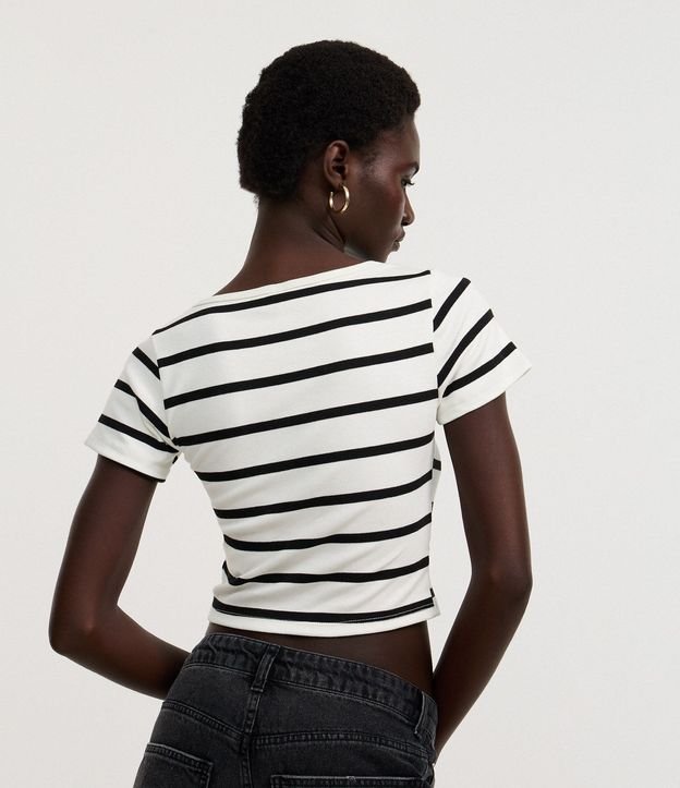Blusa en Rib con Escote Cuadrado y Estampa de Rayas 4