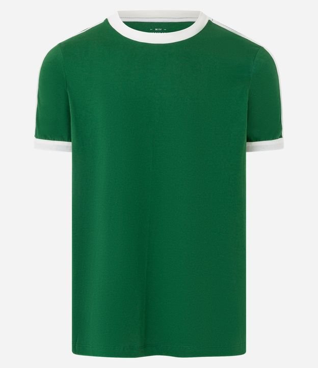 Remera Regular en Algodón con Rayas en los Hombros 7