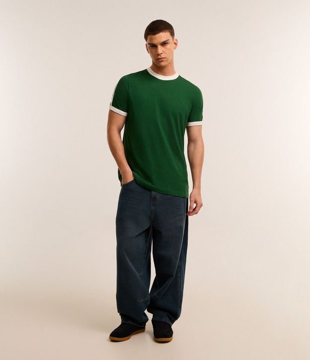Remera Regular en Algodón con Rayas en los Hombros 3