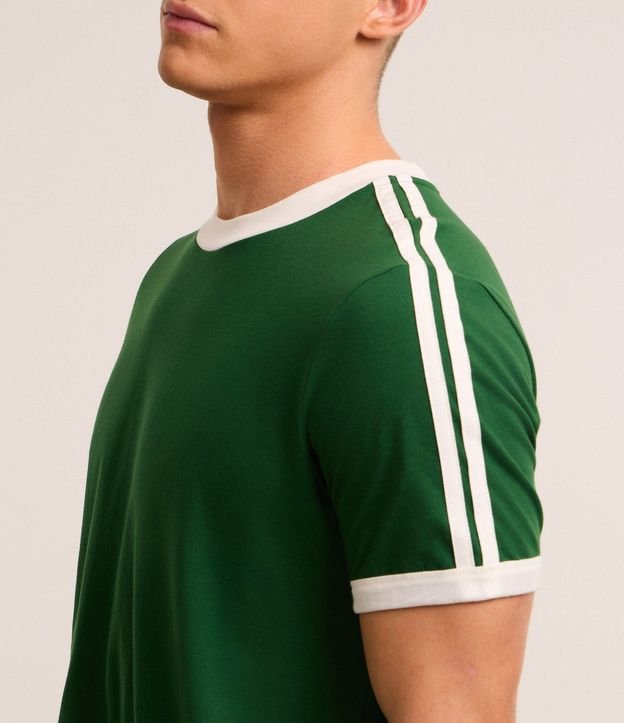 Remera Regular en Algodón con Rayas en los Hombros 4