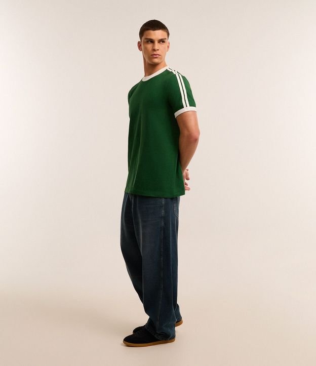 Remera Regular en Algodón con Rayas en los Hombros 5