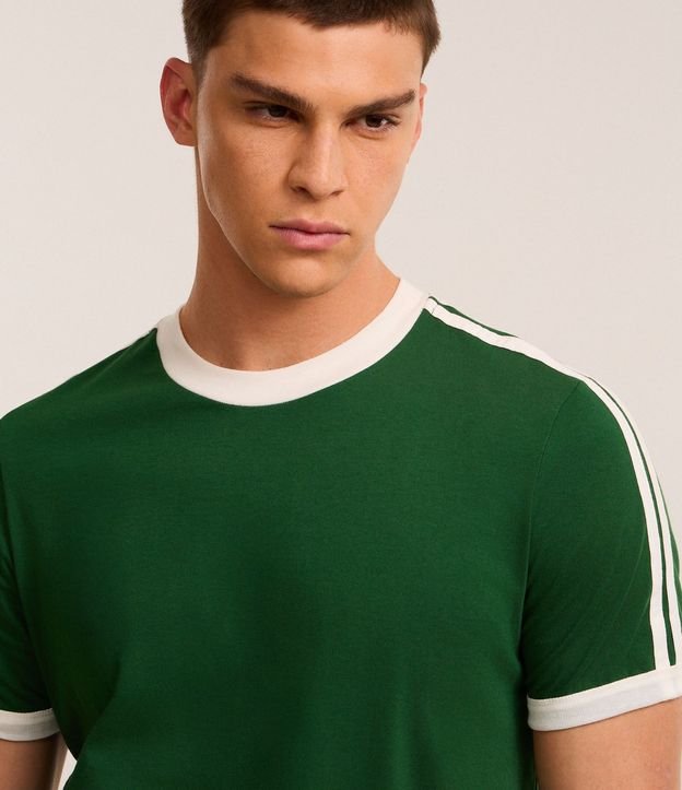 Remera Regular en Algodón con Rayas en los Hombros 6