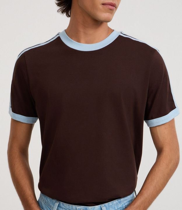 Remera Regular en Algodón con Rayas en los Hombros 3