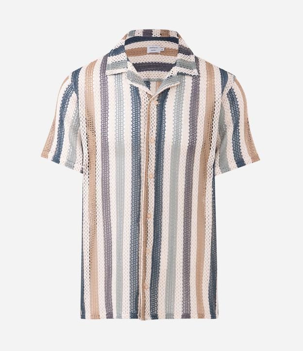 Camisa Manga Corta en Punto con Rayas 1