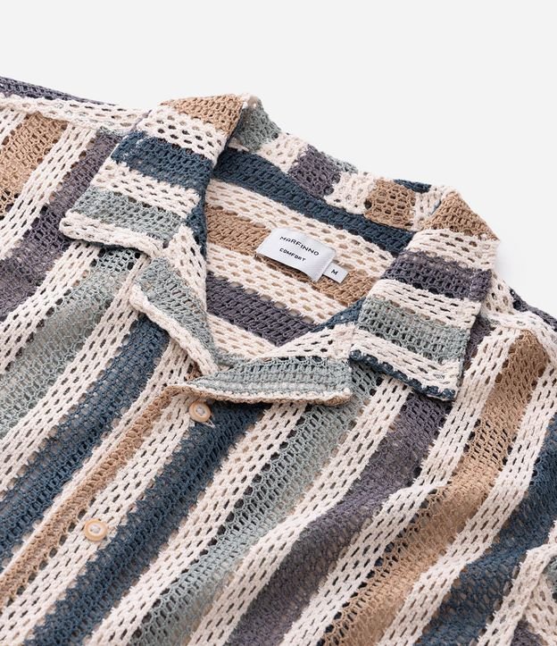 Camisa Manga Corta en Punto con Rayas 3