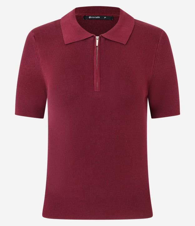 Blusa Polo en Punto con Manga Corta y Cremallera Delantera 5